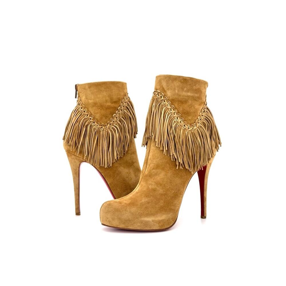 NEW Christian Louboutin Rom 120 Fringe Stiletto Heel Western Style Boots 40.5 - Picture 2 of 7